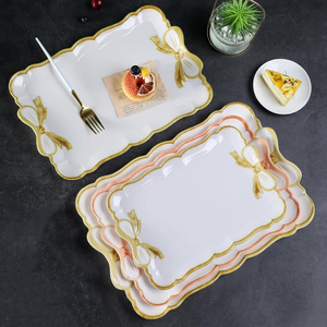 Bandeja de Resina Cuadrada para Exhibición de Joyas, Decorativa, Blanca, con Lazo, para Té de la Tarde, Frutas y Pasteles - Product Image 3