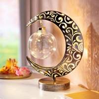 Ornement en métal, lampe lunaire, lampe islamique du Ramadan, décoration de fête musulmane, lampe de table, décoration de jardin
