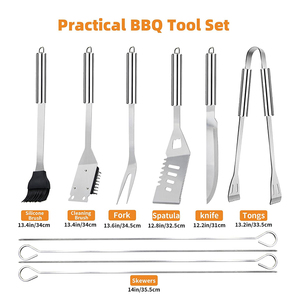 Kit d'accessoires de barbecue en acier inoxydable 11 pièces, outils de grillade portables et pratiques avec sac de rangement pour grillades en plein air et camping - Product Image 5