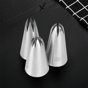 Cross-border exclusive 304 stainless steel medium-sized piping nozzle 3-piece <b>set</b> (1M2D2F) for cookie <b>baking</b> and cake - Product Image 1