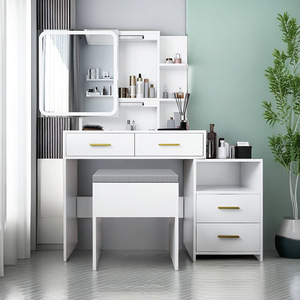 <span class=keywords><strong>Coiffeuse</strong></span> moderne et simple sur mesure pour chambre à coucher, bureau de maquillage en bois avec <span class=keywords><strong>miroir</strong></span> <span class=keywords><strong>LED</strong></span> coulissant, meuble de dressing - Product Image 1