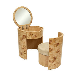Meuble de coiffeuse vintage en bois de ronce avec miroir, mobilier de salon de beauté, table de <span class=keywords><strong>maquillage</strong></span> en bois pour salon de manucure, <span class=keywords><strong>vente</strong></span> chaude - Product Image 1