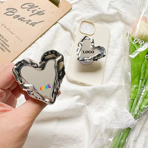 Support de téléphone miroir en forme de coeur galvanoplastie créative poignée télescopique universel Bling brillant support de poignée de téléphone comme un <span class=keywords><strong>gif</strong></span> - Product Image 2
