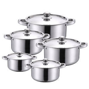 Ensemble de 10 casseroles en acier inoxydable de base <span class=keywords><strong>pour</strong></span> la cuisine <span class=keywords><strong>à</strong></span> domicile, compatible avec les plaques <span class=keywords><strong>à</strong></span> gaz, électriques, halogènes, céramiques et <span class=keywords><strong>à</strong></span> <span class=keywords><strong>induction</strong></span> - Product Image 5