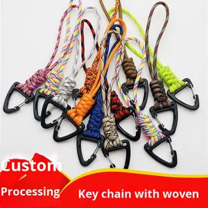Outdoor Seven-Core Polyester Paracord Keychain With Triangular Buckle Anti-Lost Carabiner Hook Wrist Strap and Rope <b>Bag</b> <b>Charm</b> - Product Image 3