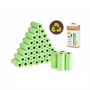 Saco de cocô de cachorro Fabricante por atacado de produtos para animais de estimação personalizados, saco de lixo para animais de estimação, saco biodegradável para cocô de cachorro em rolos impressos