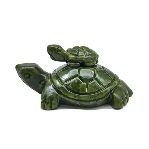 Wholesale natural high quality Green jade carving. Female turtle Turtle carving Home decoration and gift crafts