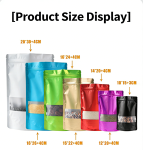 In Stock Colorful Green Empty Ziplock Stand Up Pouch Packing Grains Snacks Aluminum Foil Food <b>Packaging</b> <b>Bags</b> with Window - Product Image 3