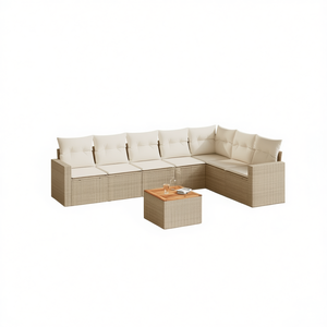 Ensemble de canapés de jardin en rotin beige 6 places, mobilier d'extérieur contemporain - Product Image 1