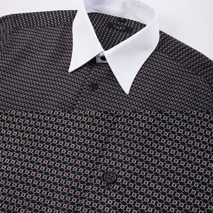 Camisa de Hombre de Alta Calidad, Estampada, Transpirable, Formal, con Puños Franceses, Manga Larga, Cuello Clásico en Contraste - Product Image 3