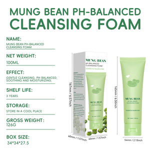 Espuma limpiadora facial vegana hidratante y blanqueadora de frijol mungo, marca propia, cuidado de la piel orgánico. - Product Image 4