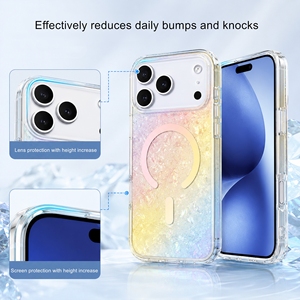 Funda Magnética de Lujo con Diseño de Concha Oceánica Degradada para <span class=keywords><strong>iPhone</strong></span> 17 Pro Max, Carcasas Transparentes Antigolpes para <span class=keywords><strong>iPhone</strong></span> 17, 16, 15 - Product Image 3