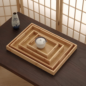 Bamboo Rectangular <b>Tray</b> <b>Tea</b> <b>Tray</b> Household Wooden Teacup Holder Fruit Plate Solid Color Hotel Coffee <b>Tea</b> Serving <b>Trays</b> - Product Image 1