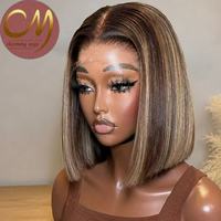 Pelucas de Cabello Humano Bob SDD Highlight 5x5 HD Lace, Cabello Vietnamita Super Double Drawn, Pre-Cortado, Listo para Usar, Sin Pegamento, 10 Pulgadas