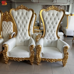 Sedie Trono Dorate con Schienale Alto SMOOTH King e Queen, Sedie di Lusso Reali per Sposo e Sposa - Product Image 1