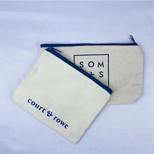 Pochette en toile avec fermeture éclair, sac cosmétique personnalisé, grand sac portable pour pinceaux de maquillage avec fermeture éclair dorée personnalisée - Product Image 1