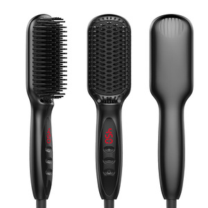 Brosse lissante chauffante électrique multifonctionnelle, lisseur de cheveux et boucleur de barbe en céramique - Product Image 1