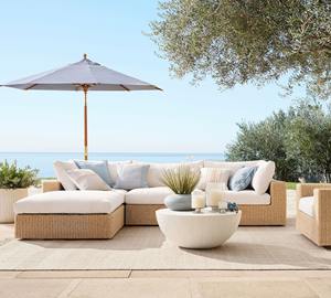 مجموعة أرائك فاخرة ، أرائك حدائق ، أثاث معدني من الراتان على شكل L ، أريكة عصرية بحبل لحديقة حمام سباحة - Product Image 1