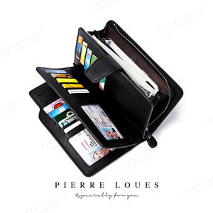 กระเป๋าสตางค์ใบยาวสำหรับผู้หญิง Pierre Loues ขนาด 6 นิ้ว ช่องใส่บัตรหลายช่อง สีพื้น ใช้ได้ทุกวัน - Product Image 3