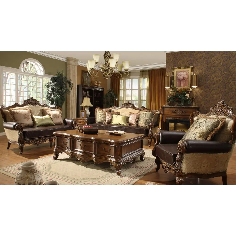 Traditional Classic Sofa Set Victorian Luxurious Handmade Curved 3+2+1 Living Room Sofa Export to Arabic Furniture A28