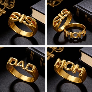 DUOYING 18K Gold PVD Plated Family Letter <strong>Ring</strong> Stainless Steel Titanium Steel Waterproof Mom <strong>Dad</strong> Sister <strong>Ring</strong> - Product Image 2