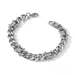 Hot Selling Popular Simple Design Alloy Gold Silver Plated Thorns Geometric Bracelet Hiphop <b>Men</b> Chain Bracelets Fashion Jewelry - Product Image 5