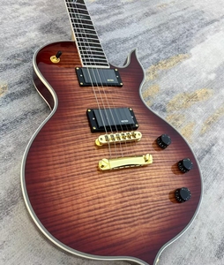 Guitarra Eléctrica Geake LP-11 Tiger Stripe LP con Puente Pequeño, Detalles Dorados, Cuerpo <span class=keywords><strong>de</strong></span> <span class=keywords><strong>Arce</strong></span>, Acabado Marrón, Excelente Sensación al Tocar y Tono - Product Image 6