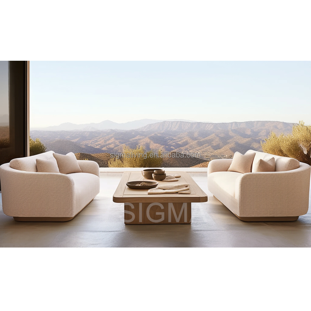 Luxury Outdoor Furniture Garden Wooden Frame Patio Sofa Set Teak Wood Upholstery Sofa