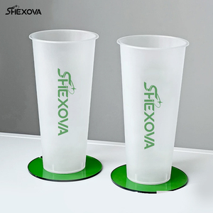 แก้วพลาสติกใสแบบมีฝาปิด ขนาด 360 มล. 500 มล. 600 มล. 700 มล.  แบบขุ่น  พร้อมโลโก้สั่งทำ  แก้วพลาสติกแบบใช้แล้วทิ้ง สำหรับน้ำผลไม้ โซดา กาแฟ - Product Image 1