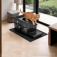 Bac à litière pour chat en acier inoxydable 304, entrée par le haut, entièrement fermé, anti-odeurs, sans poussière, capacité 96L, pédale, pelle, nettoyage facile