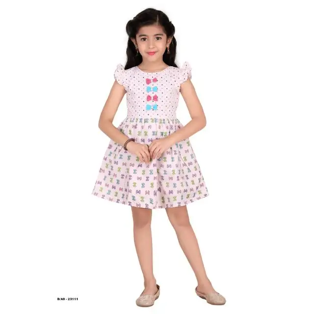 Bulk Qty At Wholesale Price Girls Frocks Beautiful Designer Attractive Looking High Quality Cotton Girls Frock Designer Dress