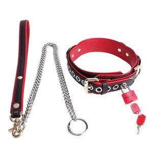 3styles Pet Play Premium Lockable Leash <b>Harness</b> Combo for Woman Man Padded <b>Leather</b> Collar BDSM Slave Toys for Bondage Restraints - Product Image 4
