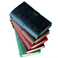 Cuaderno de cuero A5 hecho a mano, diario de viaje con espiral personalizable con bolsillos sueltos, encuadernación en L