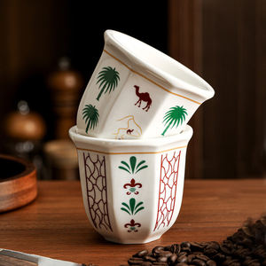Nouvel arrivage de tasses à café Cawa <span class=keywords><strong>Kawa</strong></span> en céramique porcelaine à usage familial de style arabe de luxe traditionnel unique - Product Image 6