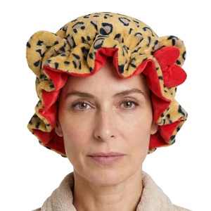 SOLPOP <span class=keywords><strong>Bonnet</strong></span> <span class=keywords><strong>de</strong></span> <span class=keywords><strong>nuit</strong></span> en polaire douce et moelleuse doublé <span class=keywords><strong>satin</strong></span> Teddy pour femmes aux cheveux bouclés naturels, avec oreilles <span class=keywords><strong>de</strong></span> chat, motif léopard <span class=keywords><strong>de</strong></span> luxe - Product Image 1