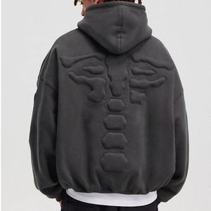 Personalizado para hombre en blanco de alta calidad 3D Emboss Logo Hoodies Kangaroo Pocket 500 Gsm Hoodie - Product Image 4