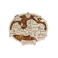 Imán de Refrigerador de Madera con Forma de Mapa de Riga, Letonia, Personalizado, Decoración Ámbar, Recuerdo Turístico de Finlandia, Polonia, Praga