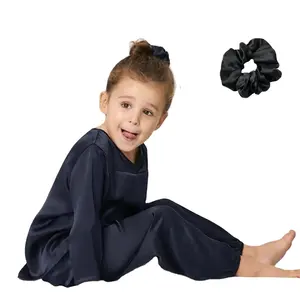 नई लोचदार रबर बैंड रेशम Scrunchie बड़े बाल बैंड बच्चों के लिए 100% शुद्ध शहतूत रेशम scrunchies