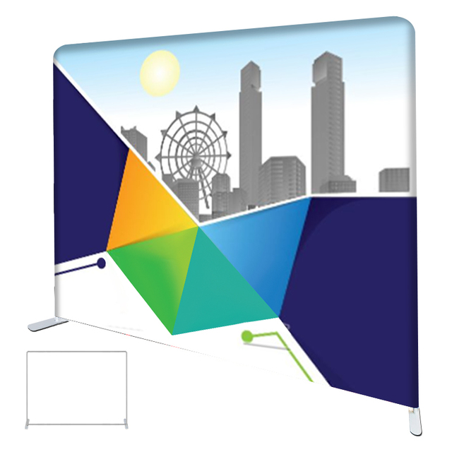 Portable Collapsible 8x8ft Aluminum Frame Tension Fabric Backdrop Stand Easy Assembly Dye Sublimation Printing for Party Display