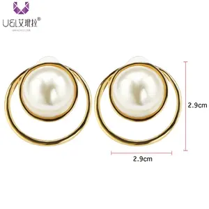 AIDAILA 18 18k Gold Plating Loop Large Pearl Stud Earrings
