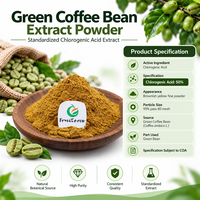 Extrait de grains de café vert Fruiterco en poudre, 50% d'acide chlorogénique, extrait végétal naturel pour la formulation de compléments alimentaires