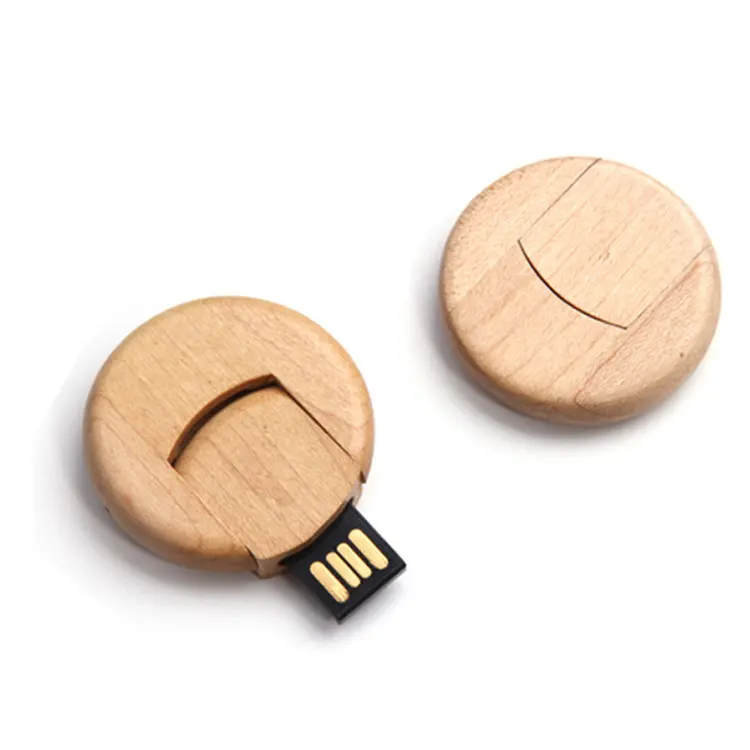 벌크 라운드 나무 USB 플래시 드라이브 2GB 4GB 8GB USB 스틱 크리스마스 선물을위한 맞춤형 로고가있는 16GB