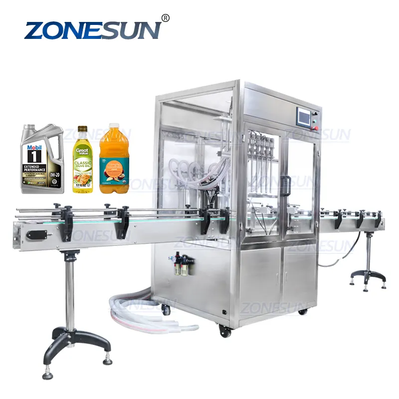 Zonesun máquina de enchimento de líquido, máquina de enchimento linear de 6 cabeças totalmente automático para sabão tremenda com capa de poeira, ZS-YTDC6