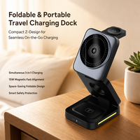 Support de charge sans fil magnétique pliable 3-en-1 avec support pour téléphone portable, pour montre et Airpods, pour une charge rapide