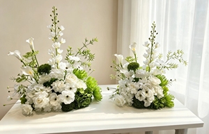 Venta al por Mayor de Decoración Floral Realista para el Pasillo de Boda, <span class=keywords><strong>Ramo</strong></span> de <span class=keywords><strong>Flores</strong></span> Artificiales Verdes y Blancas de 70 cm - Product Image 5