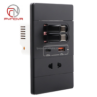 Prise USB à charge rapide 12W 20W avec ligne de charge télescopique 2 prises murales universelles USB C avec verre USB pour bureau et maison