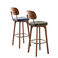Chaise de bar en bois massif, style luxe léger, moderne et minimaliste, avec dossier, tabouret haut pour comptoir de caisse, usage domestique et magasins de téléphonie mobile