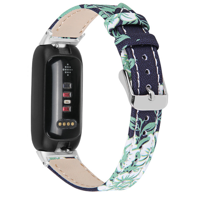 Luxury Breathable Leather Strap with Stainless Steel Buckle Compatible with for Fitbit Inspire1/2/Inspire3 Smart Watches Watch