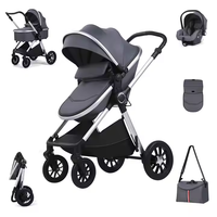 Poussette Kidilo bidirectionnelle tout-terrain 3-en-1 multifonctionnelle pliable avec amortisseur pour nouveau-né, en tissu lin pour enfants