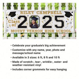 Pancarta de Graduación Personalizada Promocional 2025, Impresión en Vinilo PVC, Accesorios para Exhibición en Eventos y Fiestas, Letreros para Jardín - Product Image 2